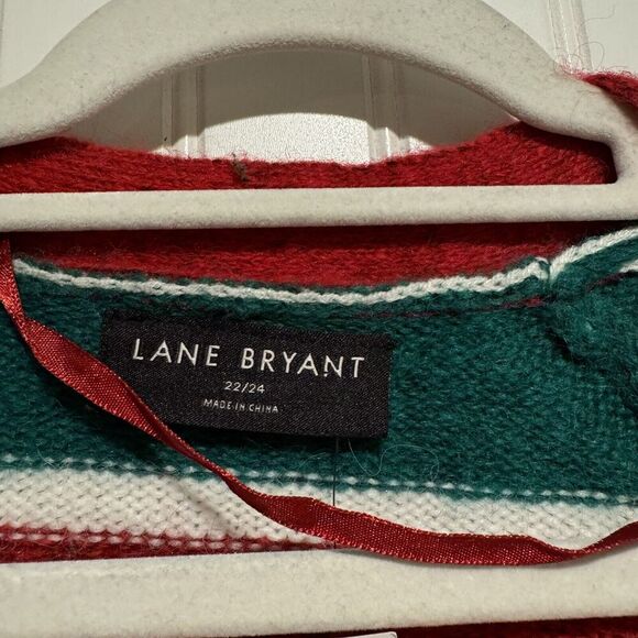 Lane Bryant Long Open Front Christmas Striped Cardigan Sweater NEW 22/24 - Picture 5 of 7